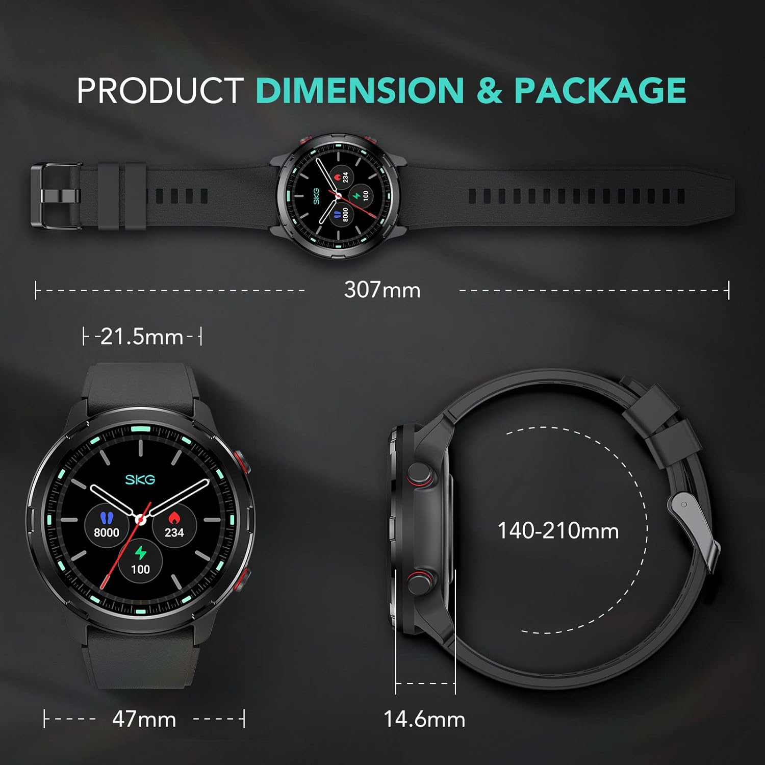 SKG V9C Smart Watch for Men Women, Smartwatch with GPS for Android & iPhone, Fitness Tracker with Heart Rate, SpO2, Sleep Monitor, IP68 Waterproof