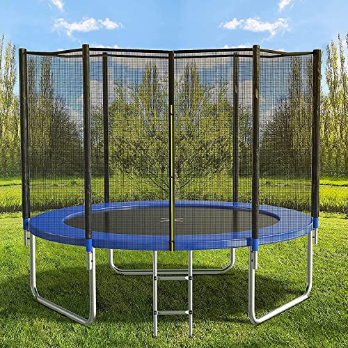 AOTOB 8FT 10FT 12FT 14 FT 15FT Trampoline with Safety Enclosure Net，Outdoor Trampoline with Basketball Hoop
