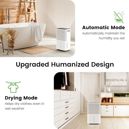 FREE VILLAGE Dehumidifier, 45 Pint (50 Pint Under 90°F/90% RH) Dehumidifiers for Home Up to 3500 Sq. Ft, Auto Drainage, Digital Control Panel