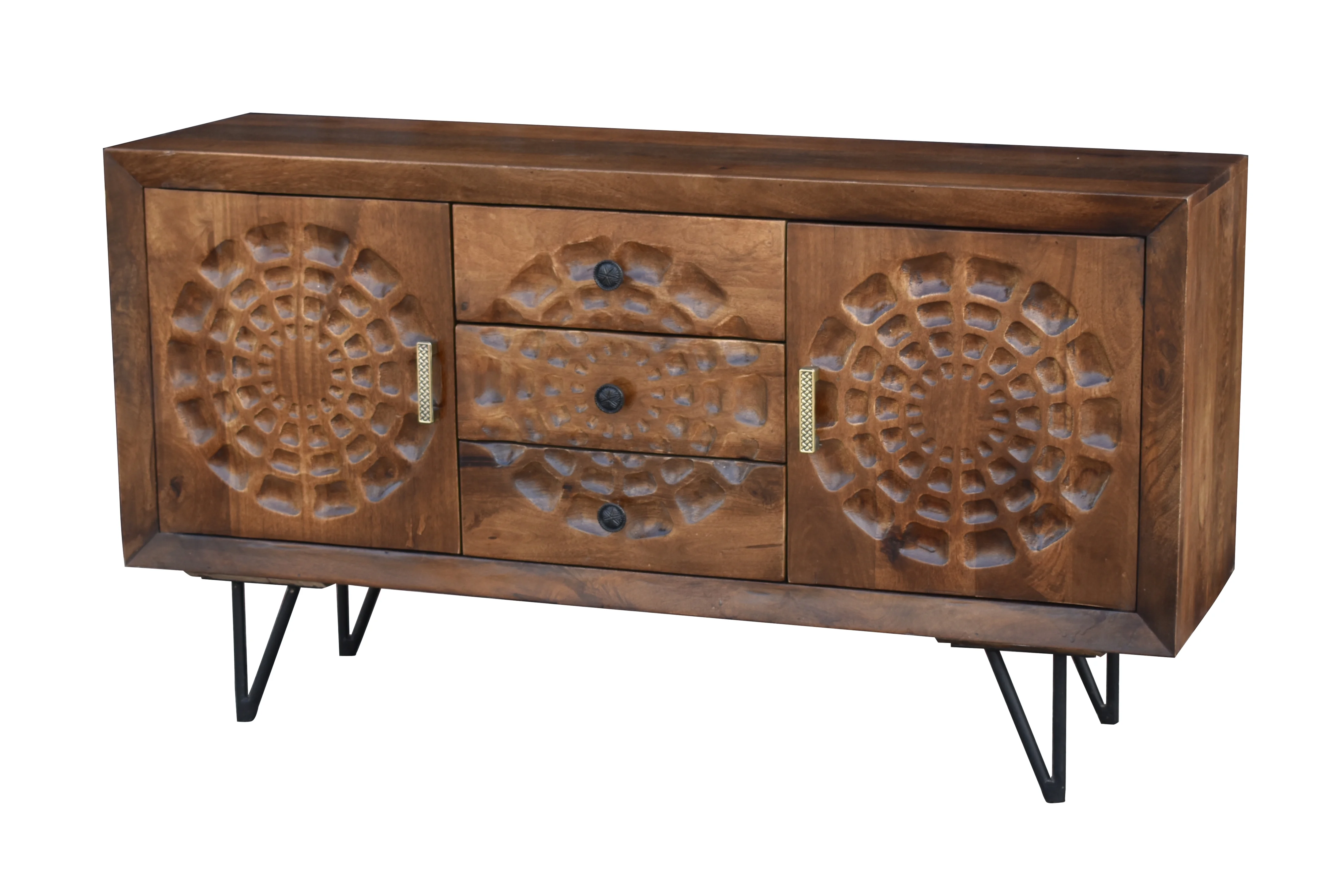 Aztec Recycled Mango Wood Buffet with 3 Drawers and 2 Doors