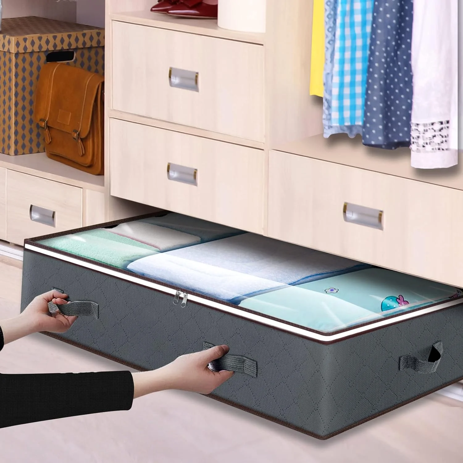 UniMall 90L Under Bed Storage Containers,Large Capacity Underbed Storage Bags Organizer