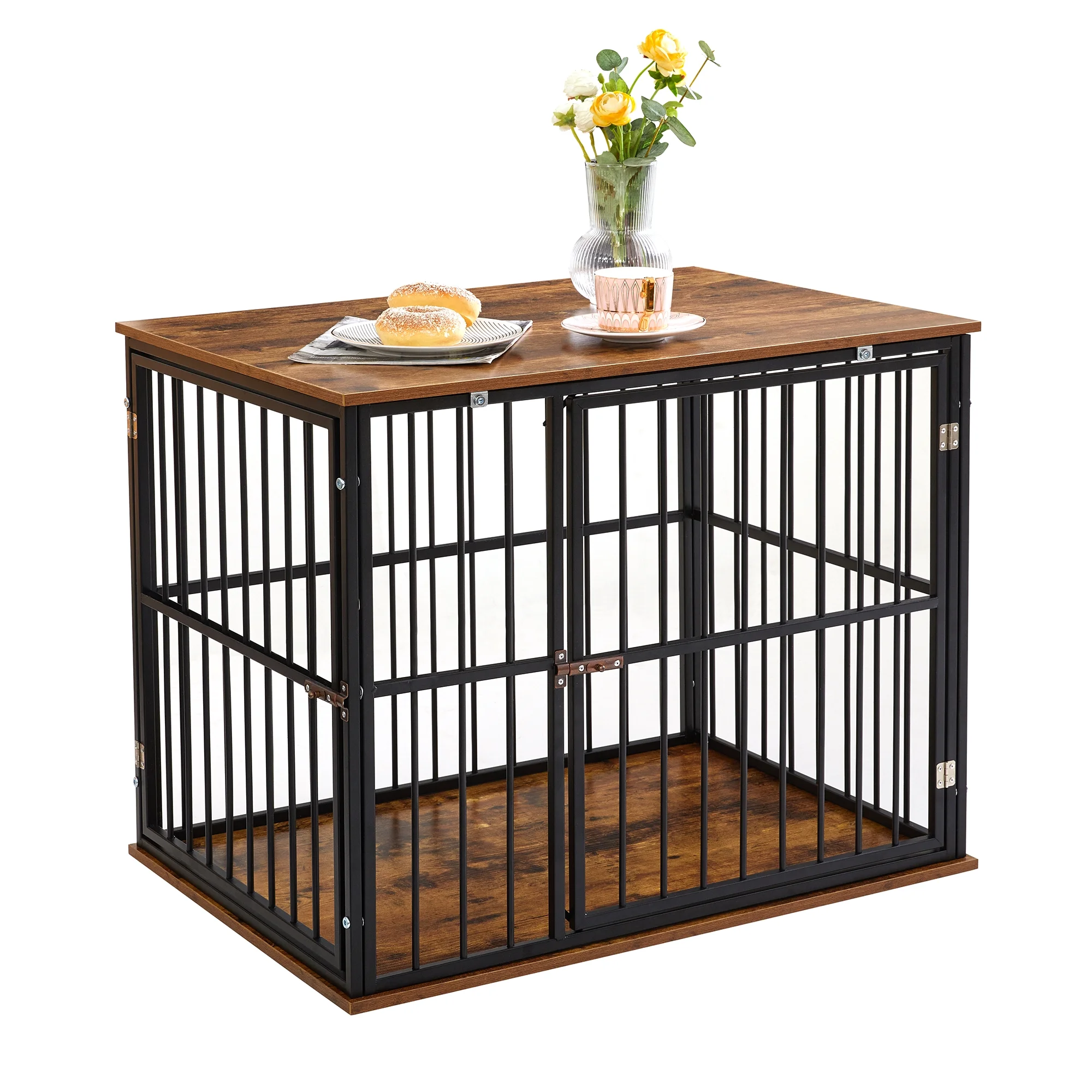 Made4Pets Medium Wooden Dog Crate Furniture with Washable Cushion for Dogs