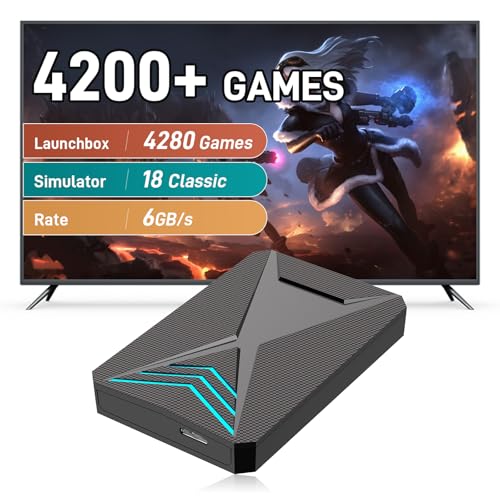 Retro Game Console Hard Drive 2T, Retro Drive with 18 Emulator Console, 4280 Plug and Play Video Games for PC, Launchbox Hard Drive Emulator, USB 3.0