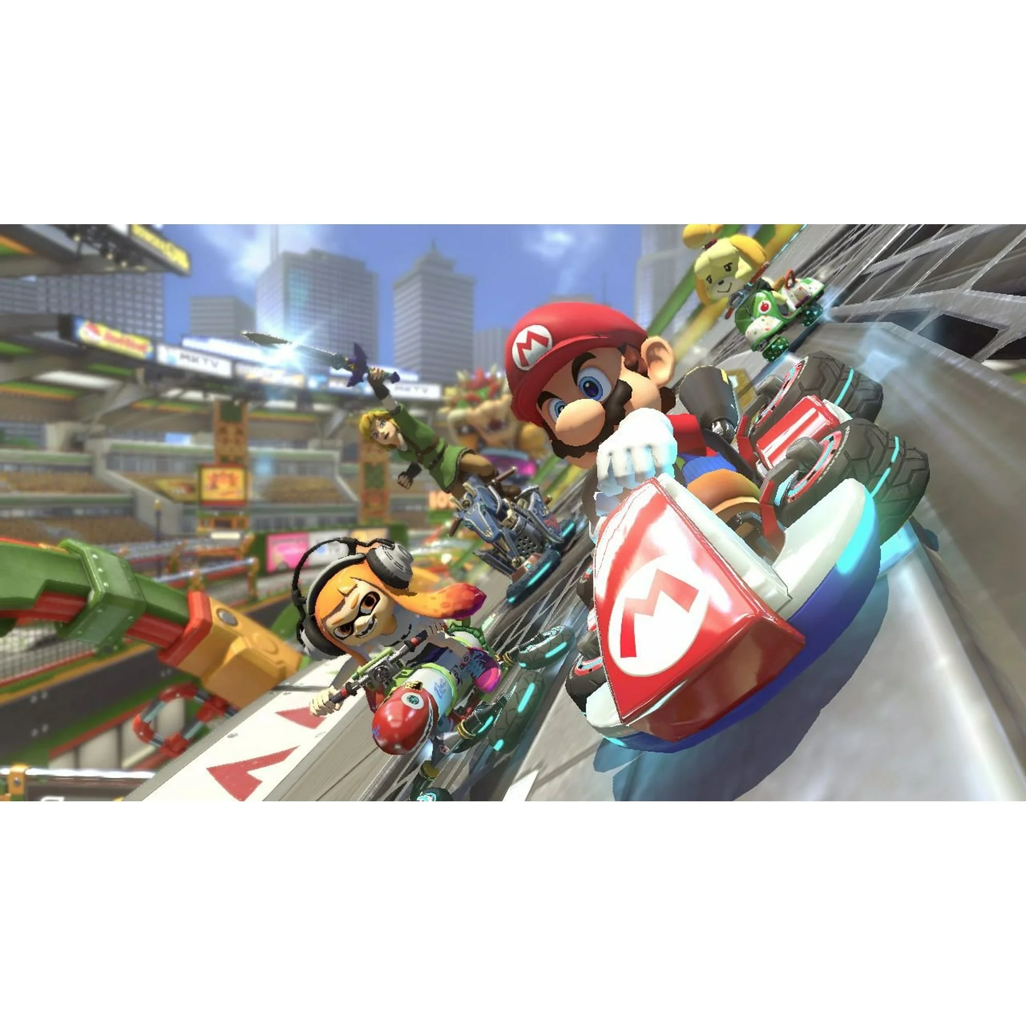 Nintendo Switch OLED Mario Red Edition + Mario Kart 8 Deluxe + Sentriq Screen Cleaning Cloth Bundle - Japan Import with US Plug