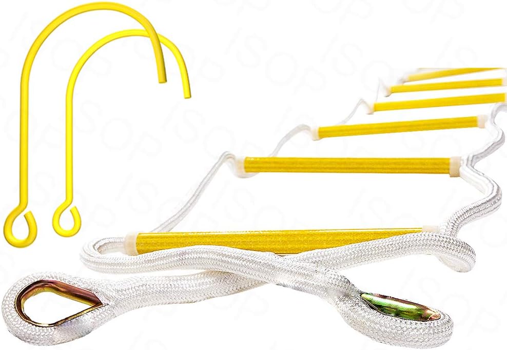 ISOP Fire Escape Ladder for Second Story Windows 13ft Weather Resistant Safety Rope Window Ladder Fire Escape 2 Story with Hooks (13ft with Hooks)