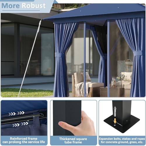Aoxun 10'x12' Outdoor Patio Gazebo, Heavy Duty Party Tent with Wind-Resistant Ropes
