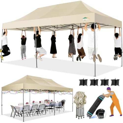 COBIZI 10x20 Heavy Duty Pop up Canopy Tent with 6 sidewalls Easy Up Commercial Outdoor Wedding Party Tents for Parties All Season Wind & Waterproof