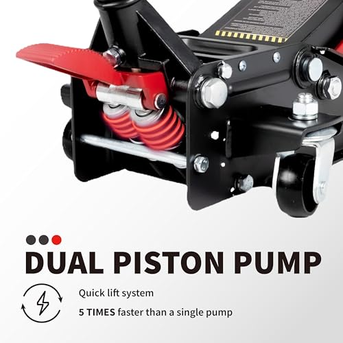 3-Ton (6600lbs) Low-Profile Dual Pistons Heavy-Duty Steel Racing Floor Jack with Quick Lift Hydraulic Pump