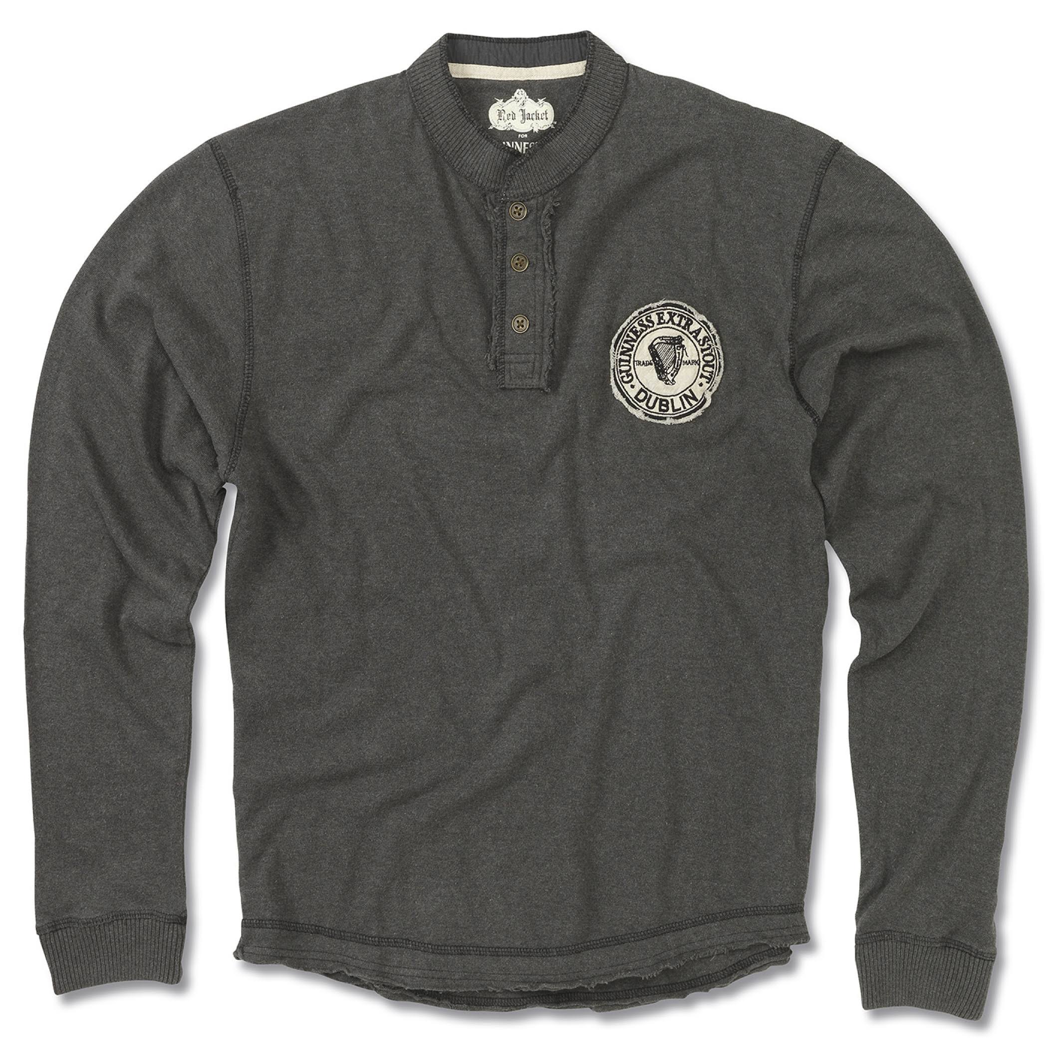 Guinness Men’s Black Long Sleeve Henley-Medium - Megean