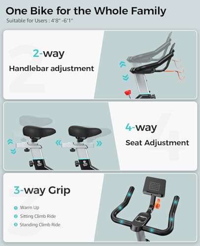 pooboo Exercise Bike, Adjustable Magnetic/Brake Pad Resistance Silent Belt Drive, Indoor Cycling Bike for Home Cardio