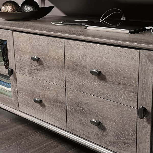 Sauder Canal Street Entertainment Credenza, For TV's up to 60", Northern Oak Finish