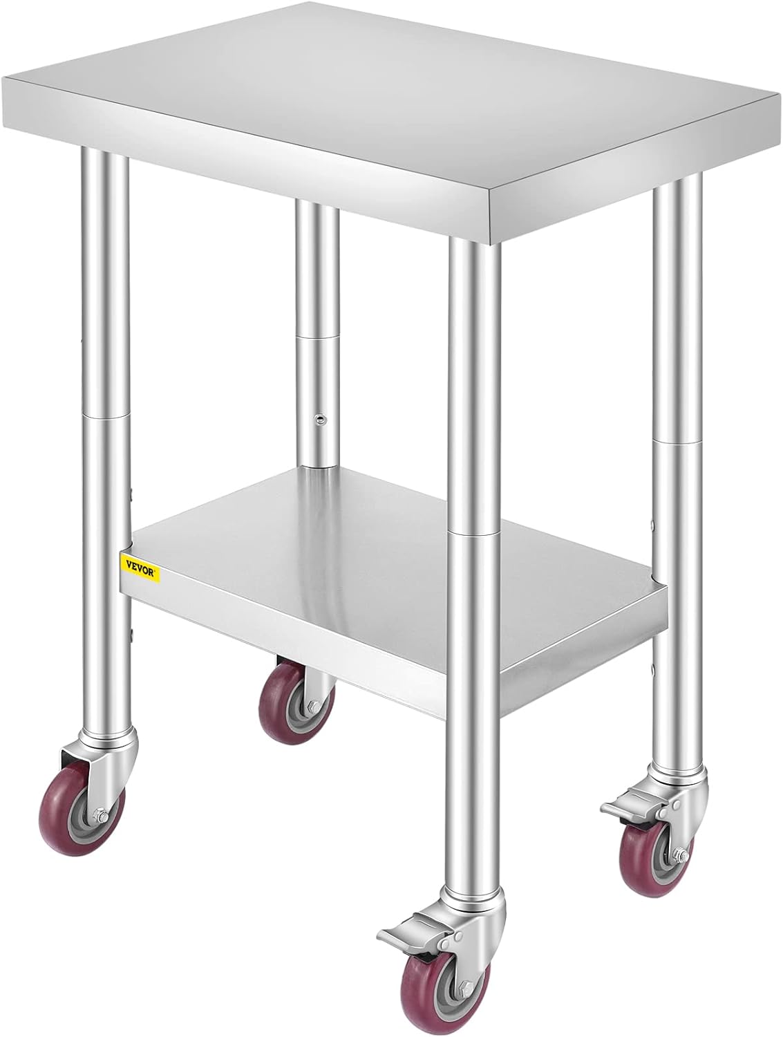 Mophorn Stainless Steel Work Table with Wheels 24 x 30 Prep Table with casters Heavy Duty Work Table for Commercial Kitchen Restaurant Business (24 x