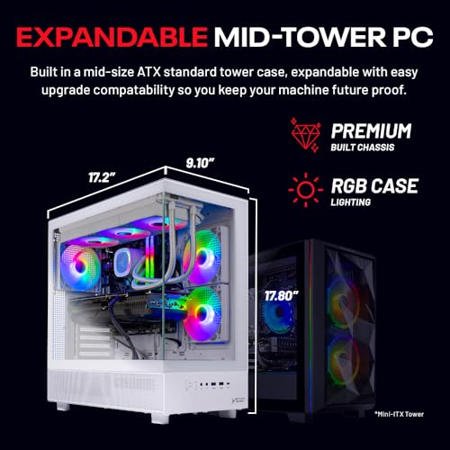 Skytech Azure Gaming PC Desktop, Ryzen 7 9700X 3.8 GHz (5.5GHz Turbo Boost), NVIDIA RTX 4060 8GB GDDR6, 2TB SSD, 32GB DDR5 RAM 6000 RGB