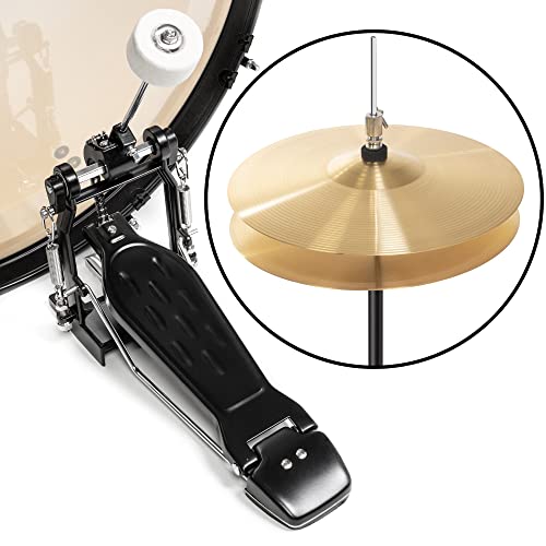 Full Size Complete Adult 5-Piece Drum Set with Cymbals, Stands, Stool, and Sticks - Blue