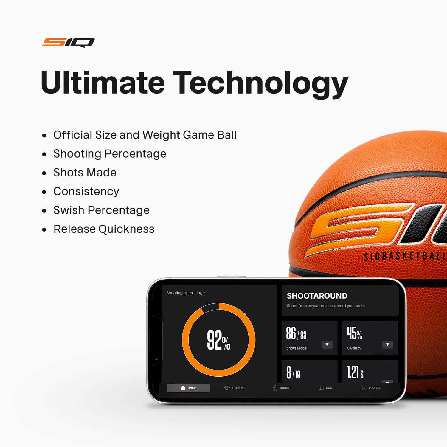 SiQ Smart Basketball &amp; App Shoot Better Now Interactive AI Outdoor/Indoor Shot Training Equipment - Sports Supplies Online Store