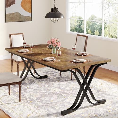 Tribesigns Dining Table for 4-6 People, 63 Inch Industrial Large Kitchen Table with Heavy Duty Metal Frame
