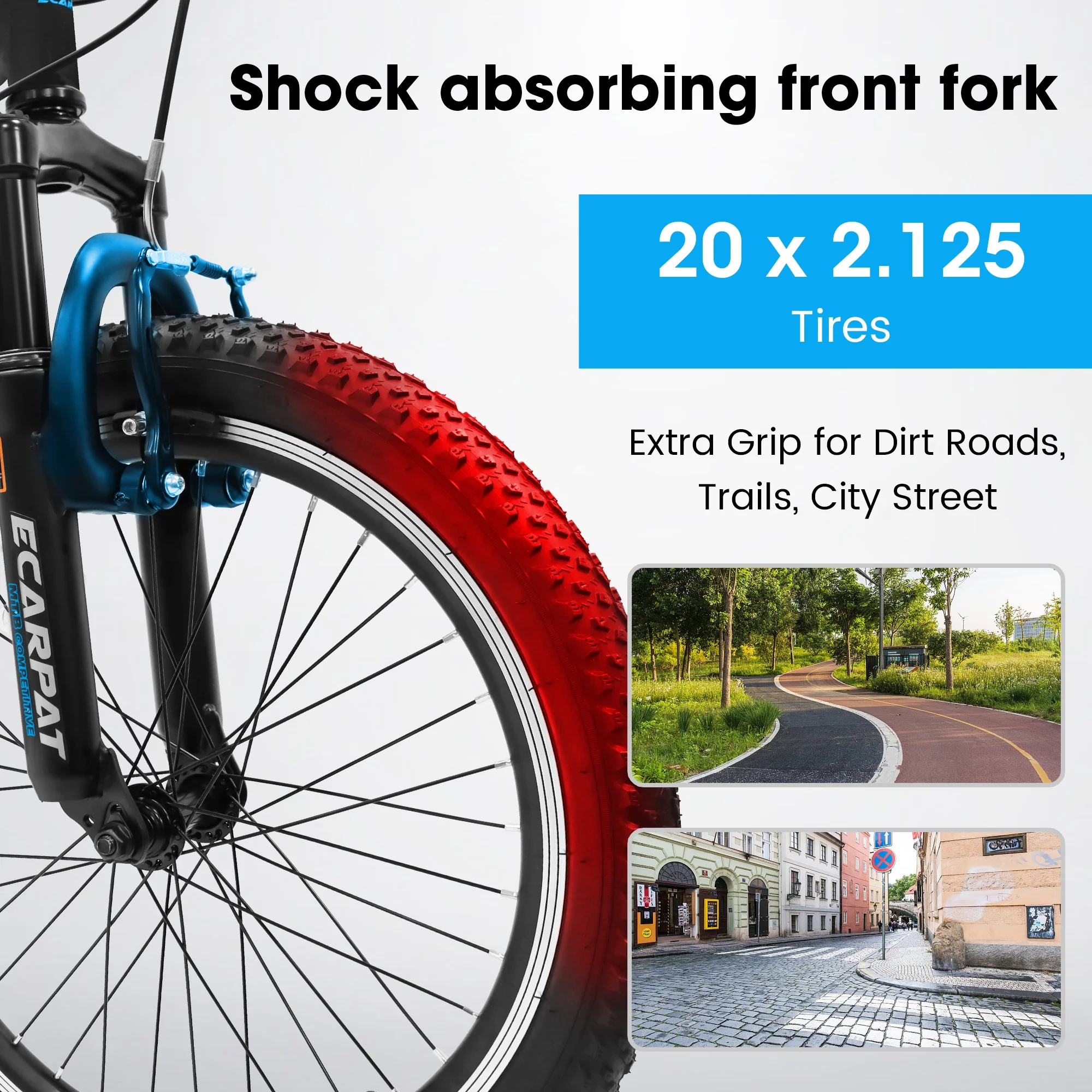 20 Inch Kids Mountain Bike for Boys and Girls, 7 Speed Shimano Drivetrain, Disc Brakes, Fat Tire Youth Bicycles- Black
