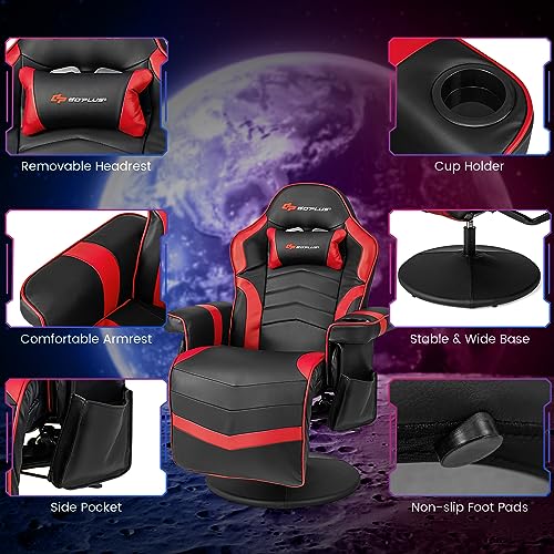 Goplus Massage Gaming Chair, Racing Style Gaming Recliner w/Adjustable Backrest and Footrest