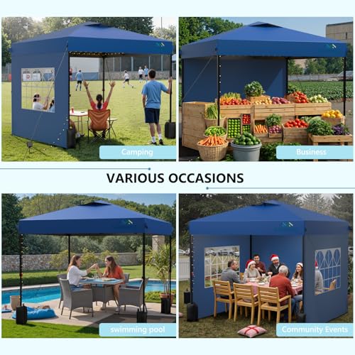10X10 Pop Up Canopy Tent with 3 Sidewalls,Easy Up Canopy,Commercial Instant Shelter,Heavy Duty One Person Set Up Event Tent,Gray