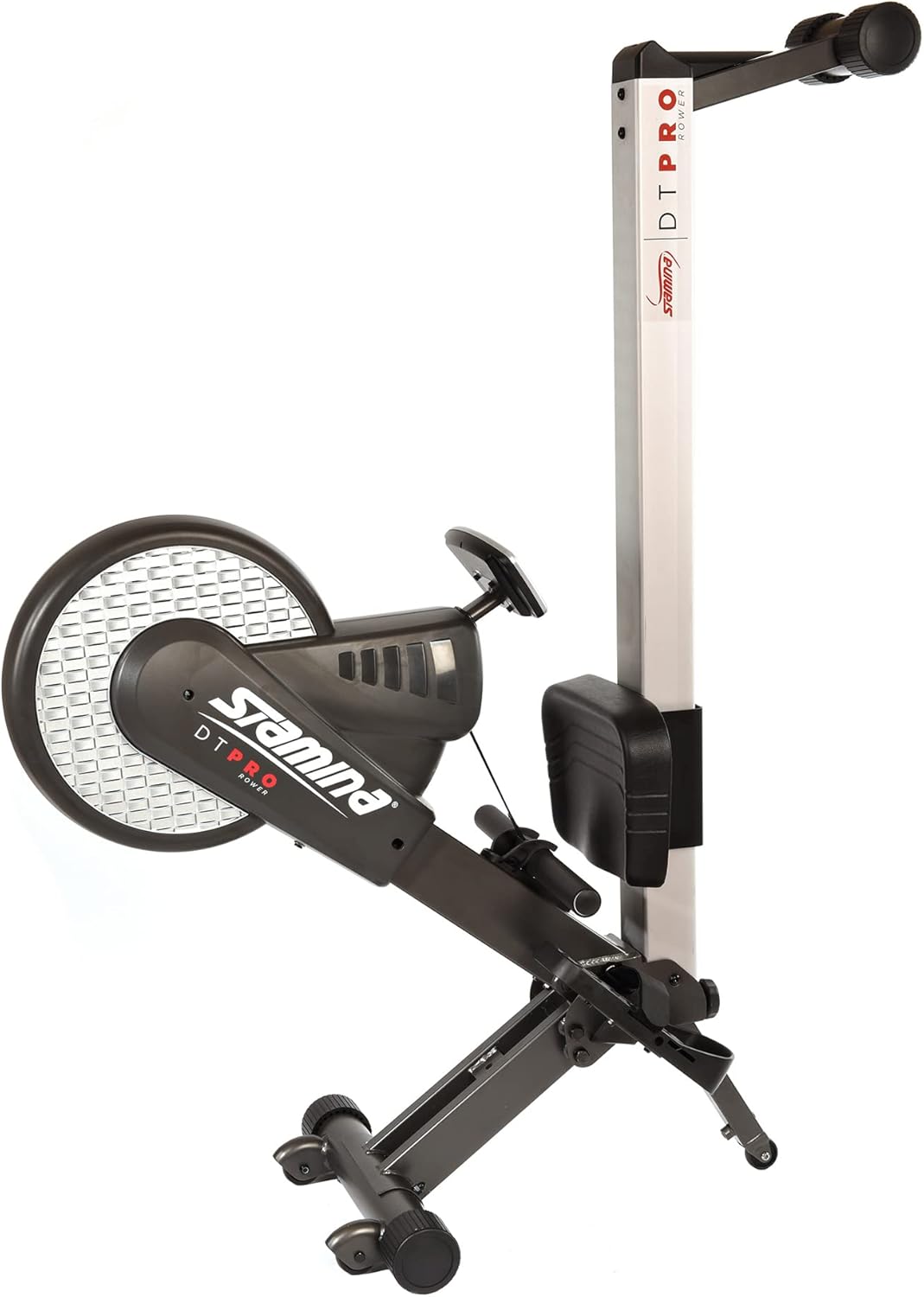 Stamina Pro Dual Air and Magnetic Resistance Rowing Machine Foldable w/Fitness Coaching App and Wireless Chest Strap Heart Monitor