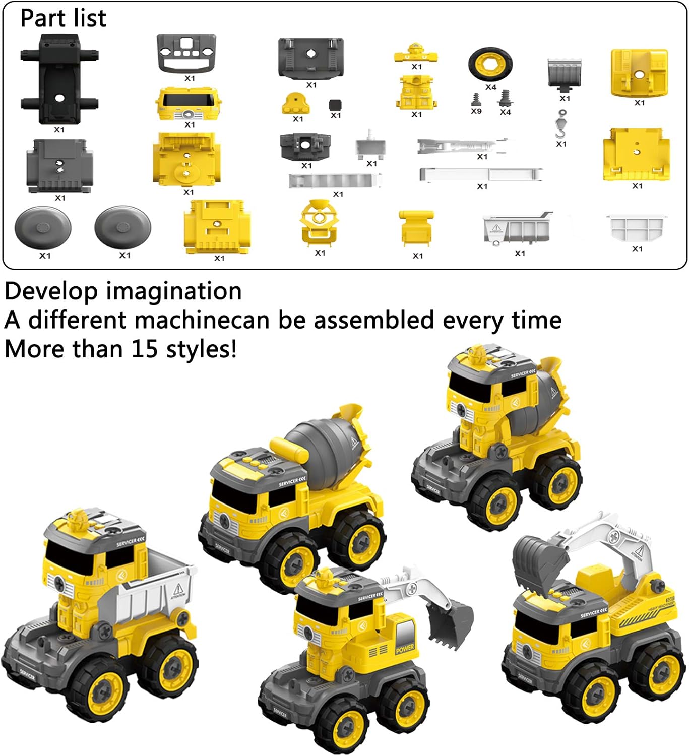 Take Apart Toys with Electric Drill | Converts to Remote Control Car | 5 in one Construction Truck Take Apart Toy for Boys | Gift Toys for Boys 3,4,5