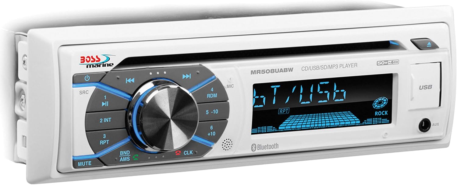 Boss Audio Systems MR632UAB Marine Receiver �C Weatherproof, Bluetooth Audio and Hands-Free Calling, USB, MP3, AM/FM, Aux-in, No CD Player
