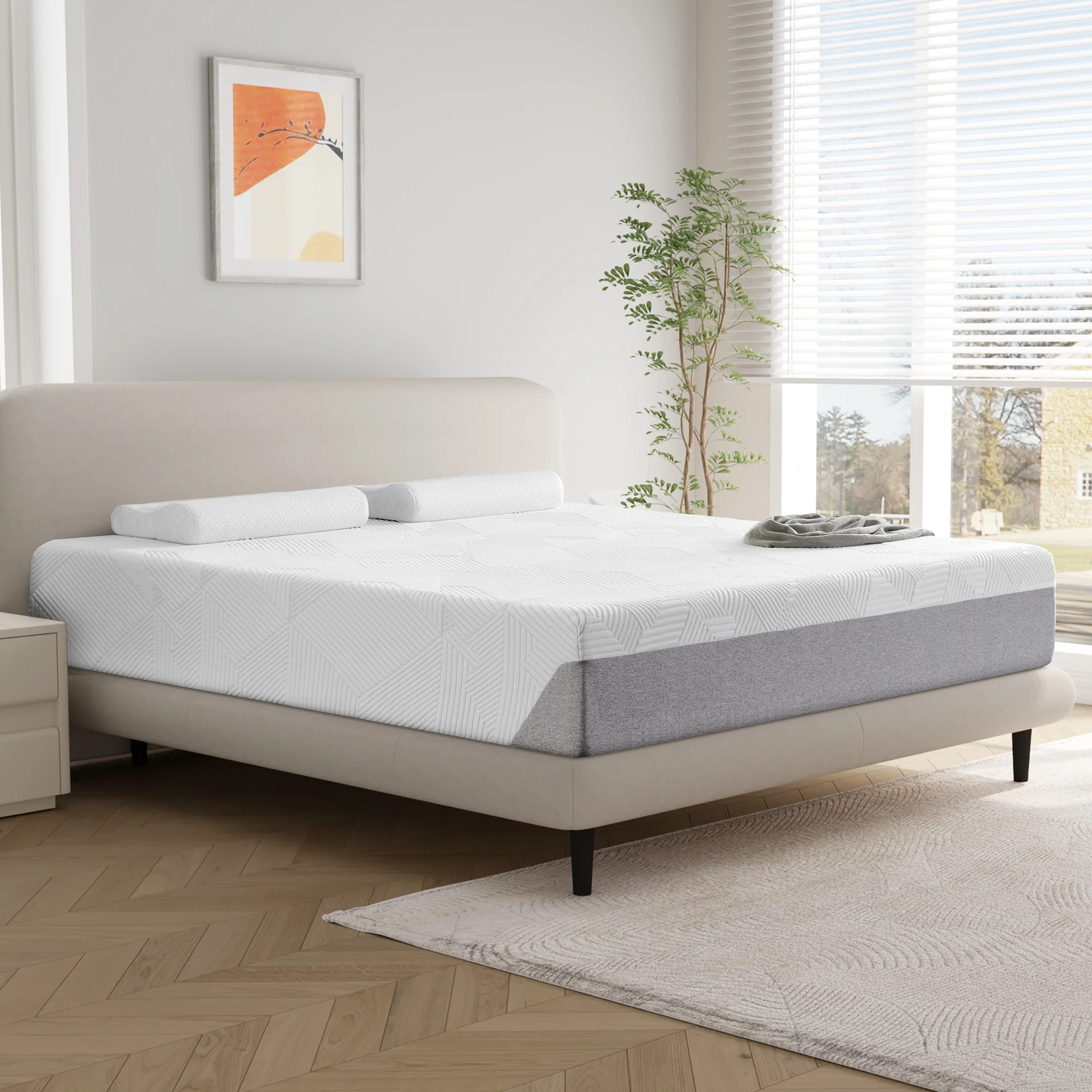 King Mattress, Potctz 12" King Size Memory Foam Mattress Bed Mattress In a Box, Medium Firm Support