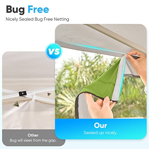 Quictent 6.6'x6.6' Pop up Screened Canopy Tent with Mosquito Netting, Portable Easy up Outdoor Screen House Shelter Fully Sealed for Patio