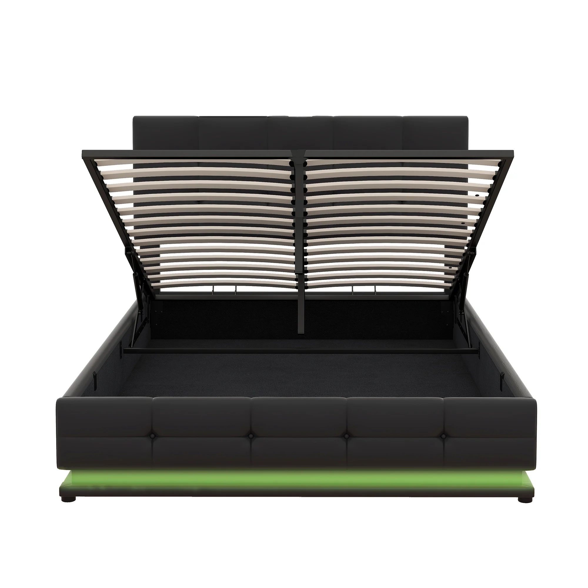 Bellemave LED Full Size Bed Frame with Lift Up Storage, Upholstered Bed with USB Charging Station