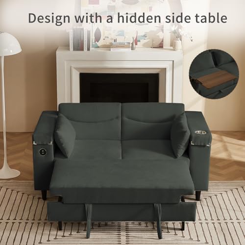 68.11" Corduroy Sleeper Chair Bed with USB Port, Cup Holders & Side Storage Pockets – 3-in-1 Foldable Sofa Bed for Guest Room, Living Room – White
