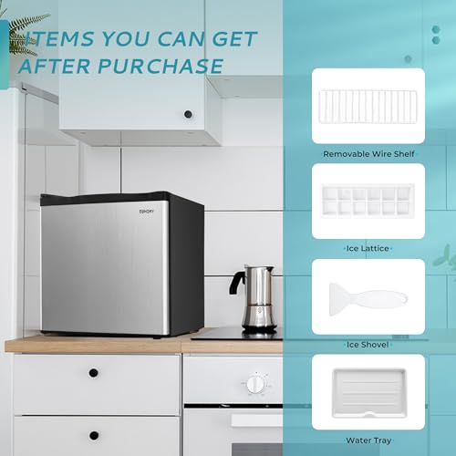 EUHOMY 1.7 Cu.Ft Mini Fridge with Freezer, Reversible Single Door Compact Refrigerator, Adjustable Thermostat, Energy Saving, Mini Fridge for Bedroom