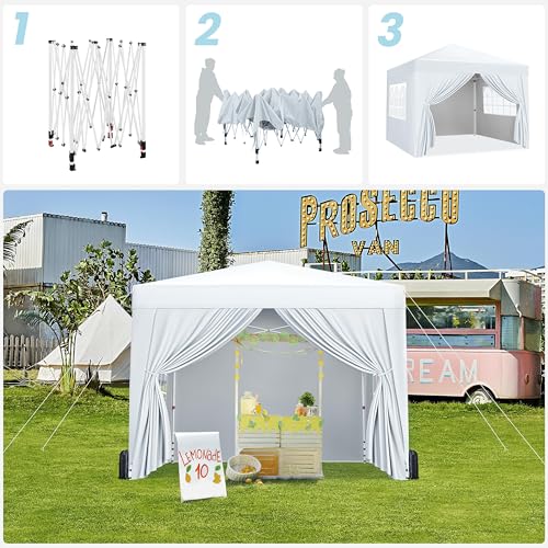 Yaheetech 10x10 Pop Up Canopy with 4 Removable Sidewalls, Portable Enclosed Instant Tent, Waterproof Outdoor Tent, Beach Sun Shelter with 4 Sandbags