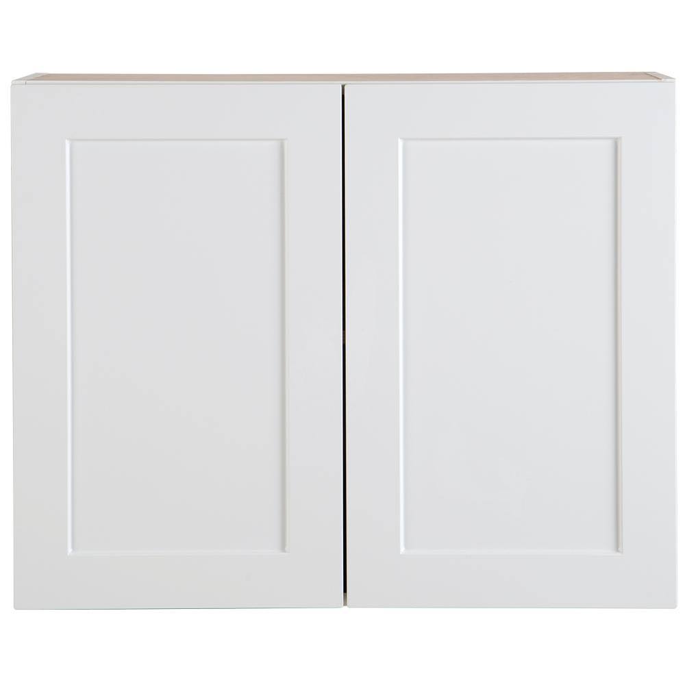 Hampton Bay Cambridge Shaker Assembled 30x24x12.5 in. Wall Cabinet with 2 Soft Close Doors in White