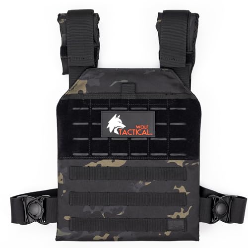 WOLF TACTICAL Simple Weighted Vest Men Womens Weighted Vest for Walking Running Training Rucking Adjustable Weight Vest