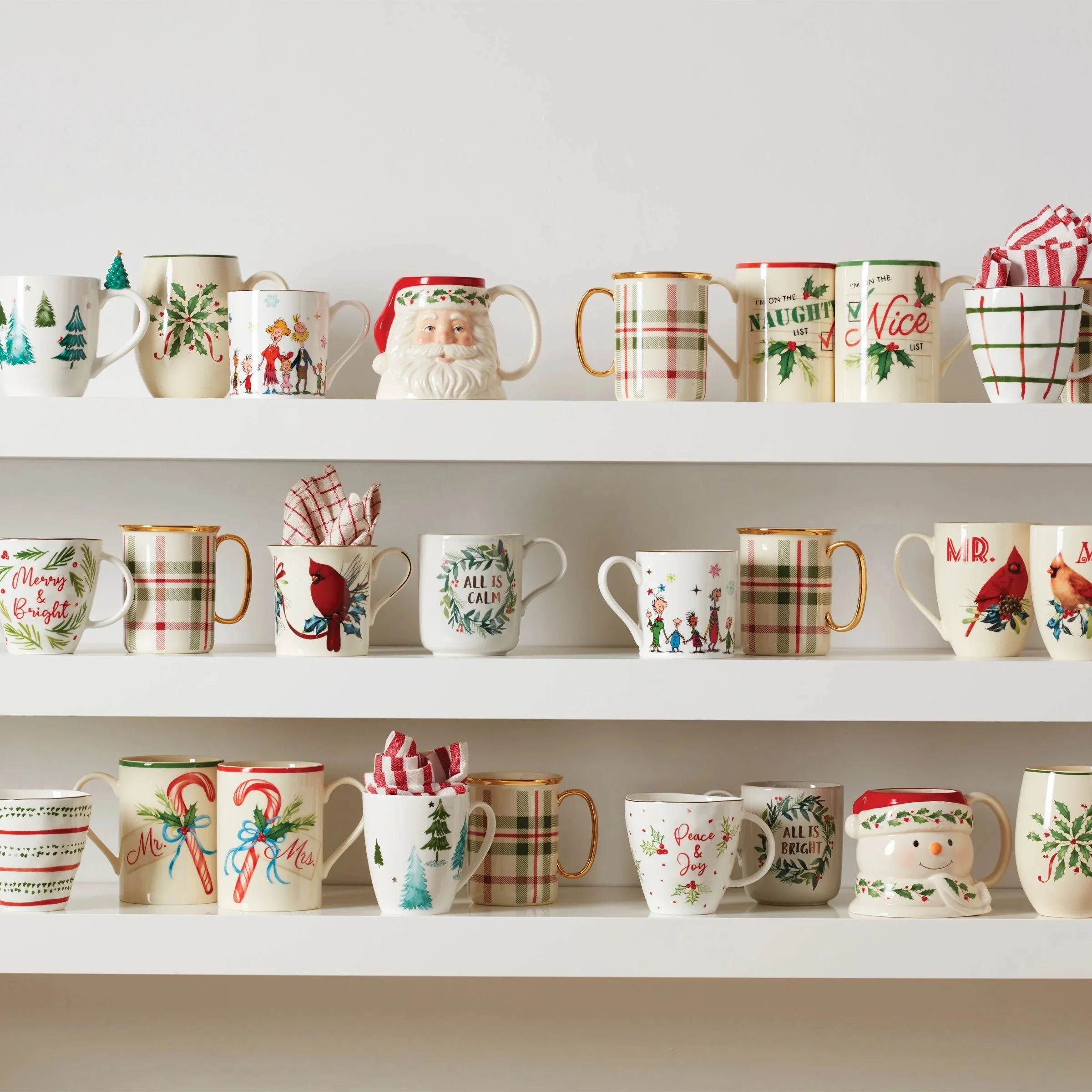 Lenox Holiday Plaid Mugs, Set of 4