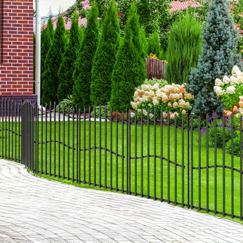 8 Panels Tall No Dig Garden Fence - 40in H x 18ft L, Reinforced Square Tube Rustproof Animal Barrier