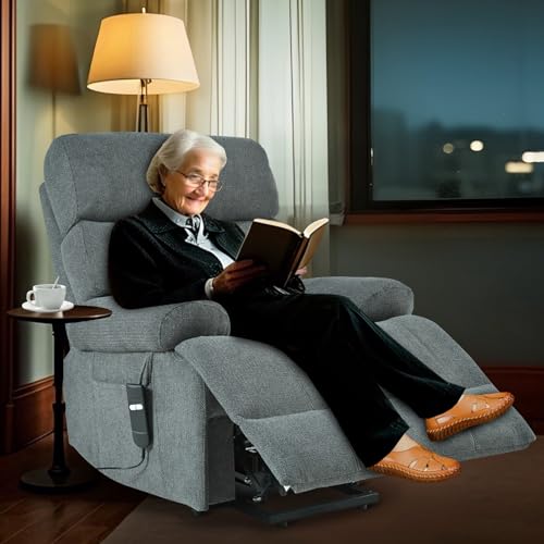 Small Power Lift Recliner for Elderly, Lift Chair Recliners, Electric Recliner Chairs for Seniors, Remote Control, Adjustable, Side Pocket (Navy Blue)