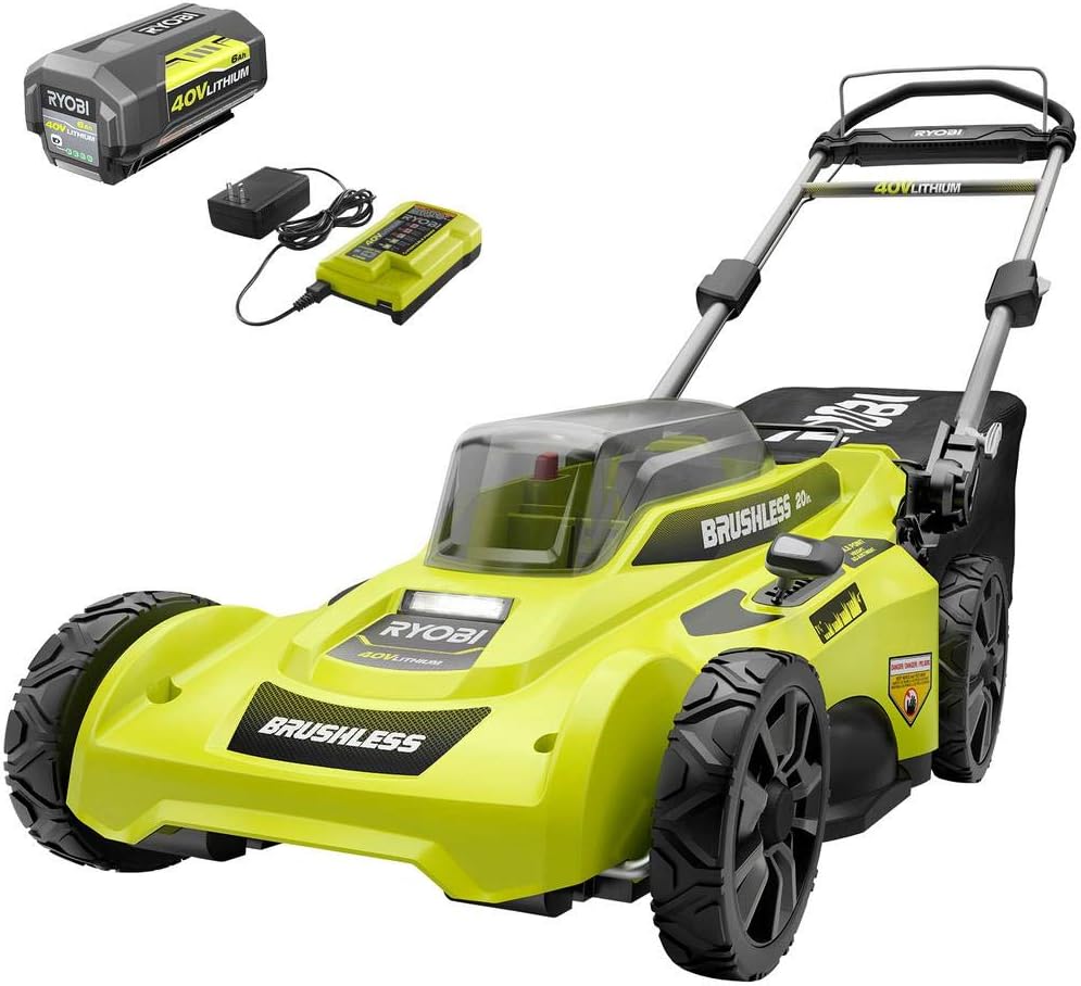 Ryobi Cordless Push Lawn Mower 20 in. 40-Volt with Whisper-Quiet Design