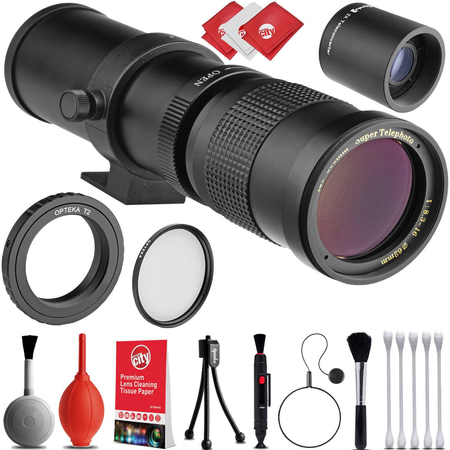 Opteka 420-800mm / 840-1600mm Super Telephoto Zoom Lens w/ 32GB - 15pc