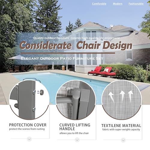 Vongrasig 4 Pieces Patio Furniture Sets,Outdoor Patio Conversation Sets with Glass Coffee Table, Small Porch Balcony Furniture