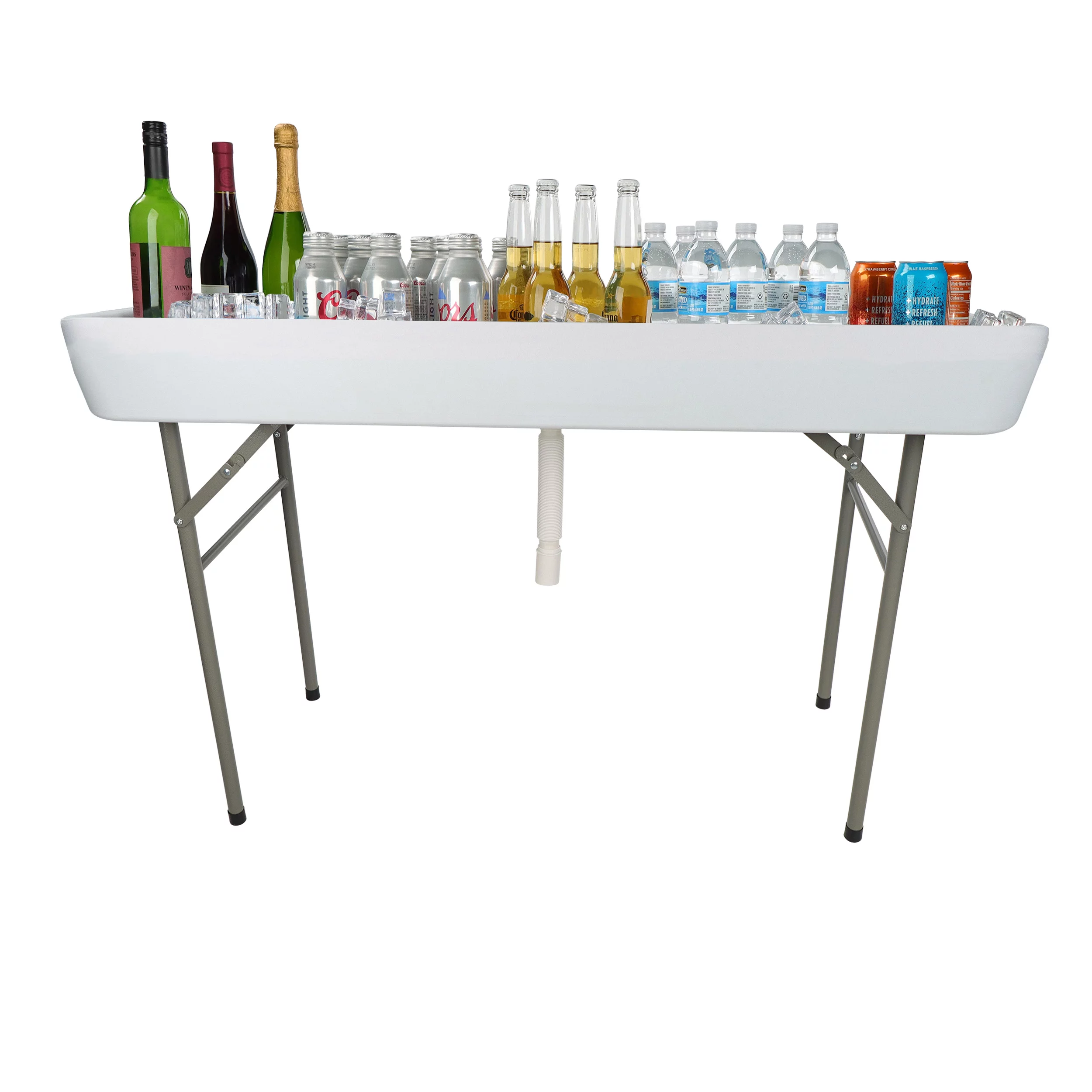 7Penn Folding Ice Cooler Table - 4ft Long Bar Cooler Table Outdoor Ice Chest