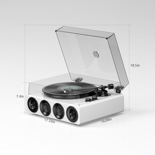 1 by ONE All-in-One Record Player with Wireless Input, High Fidelity Belt Drive Turntable with Built-in Speakers, Magnetic Cartridge AT-3600L