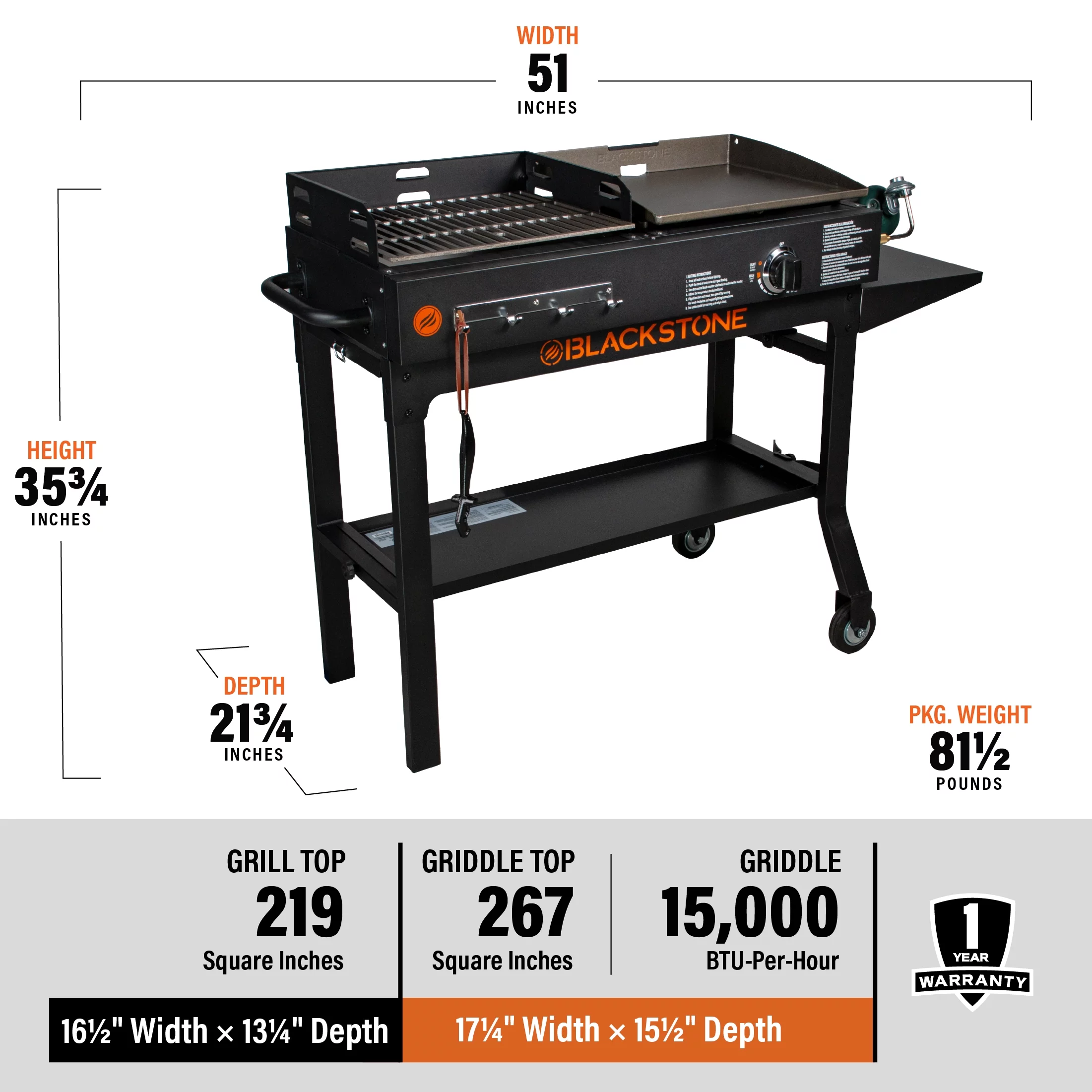 Blackstone Duo 17 Griddle and Charcoal Grill Combo