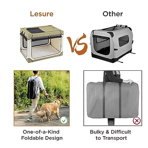 Lesure Soft Collapsible Dog Crate - 42 Inch Portable Travel Crate for Extra Large Dogs Indoor & Outdoor