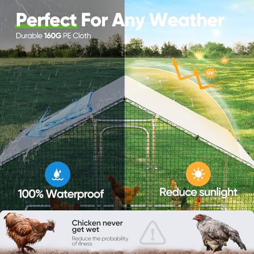 Quictent Large Metal Chicken Coop Run for 10+ Poultry with Galvanized Hardware Cloth and Waterproof Roof Cover