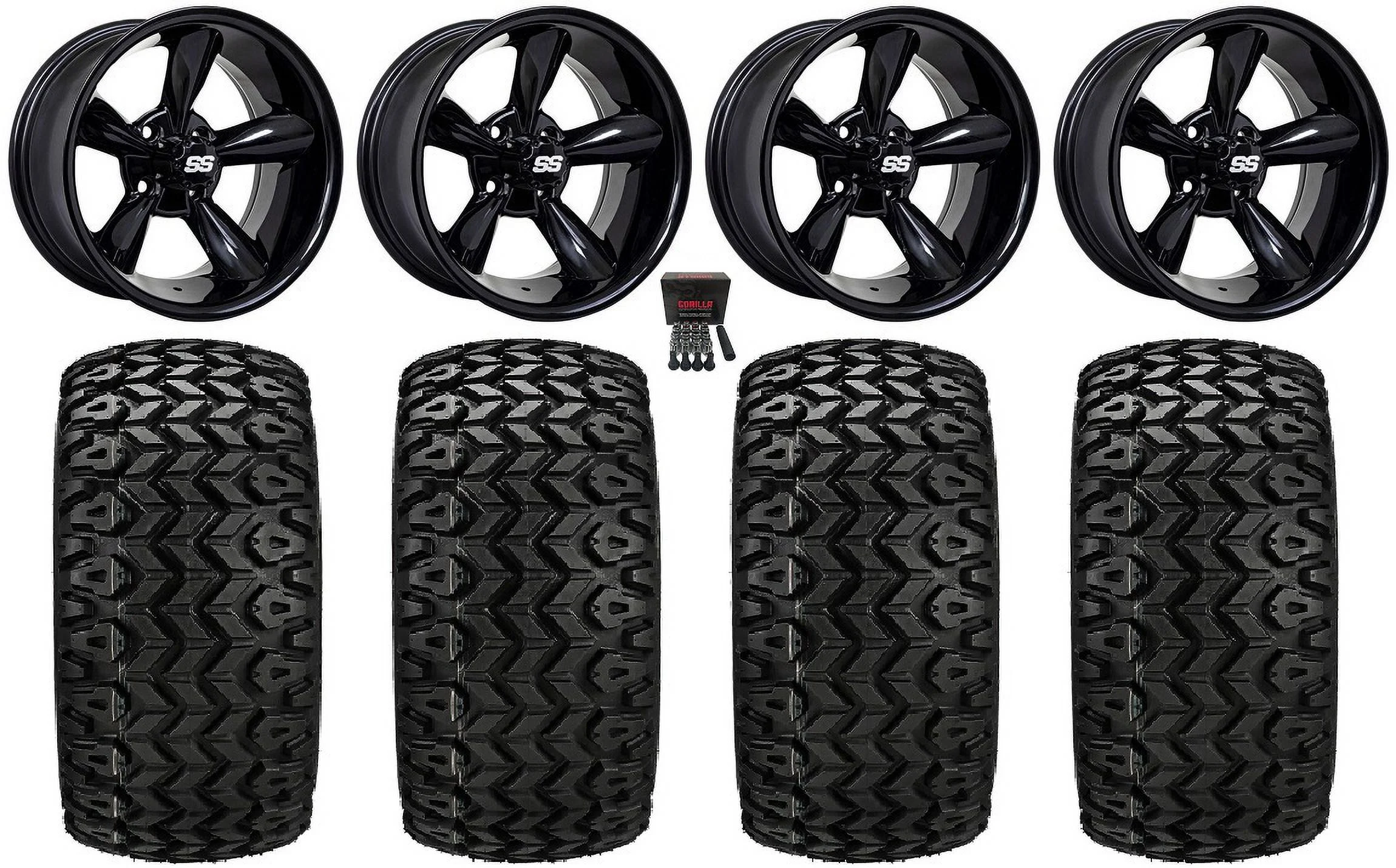 GTW Godfather 12" Golf Cart Wheels Black 23" Sierra Tires Yamaha - Curated Treasures Market
