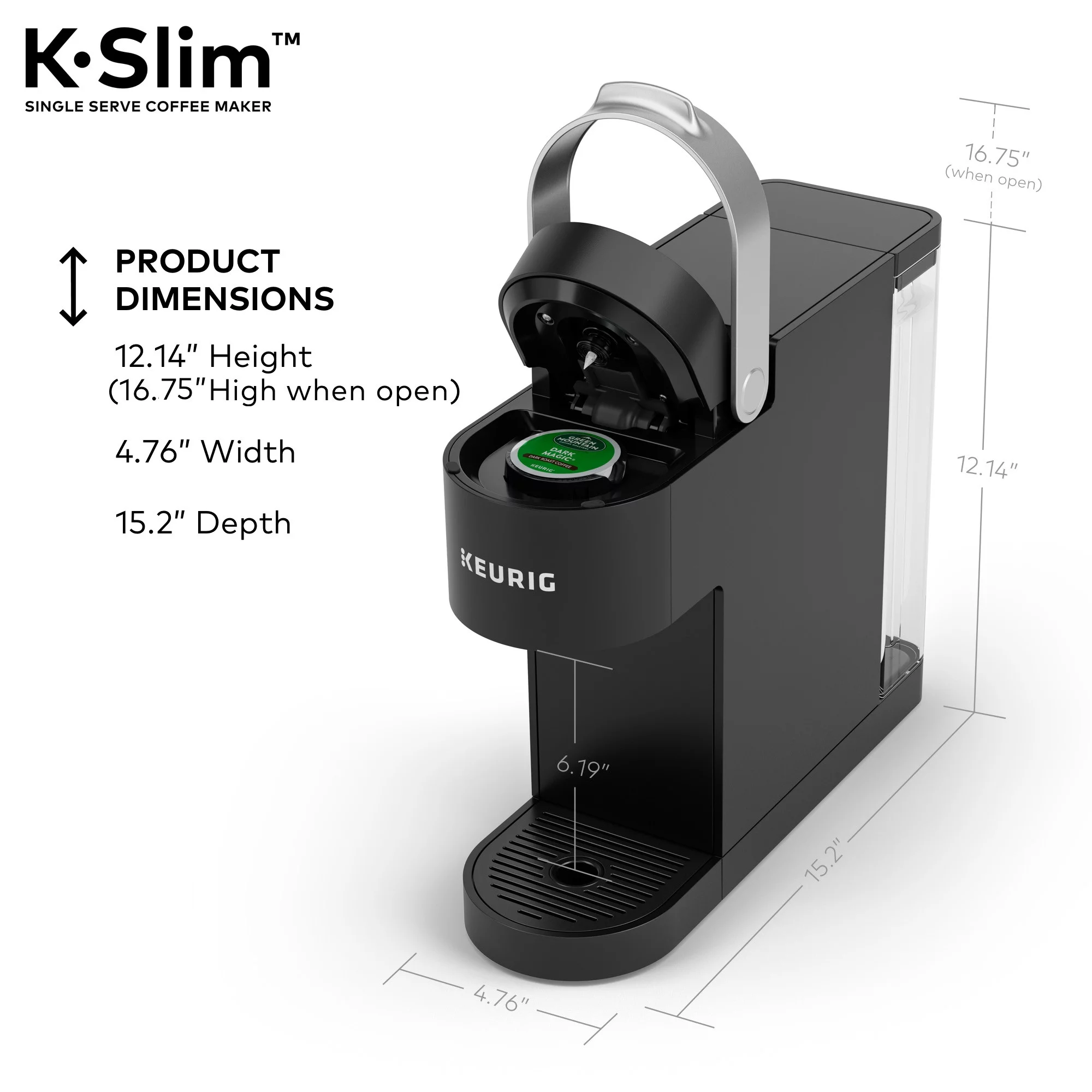 Keurig K- Slim Single Serve K-Cup Pod Coffee Maker, MultiStream Technology, Black
