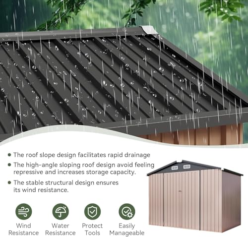 Aoxun 6.2x4 FT Shed Outdoor Storage Shed Metal Garden Shed with Lockable Doors & Slooping Roof Tool Shed Bike Shed for Backyard, Patio