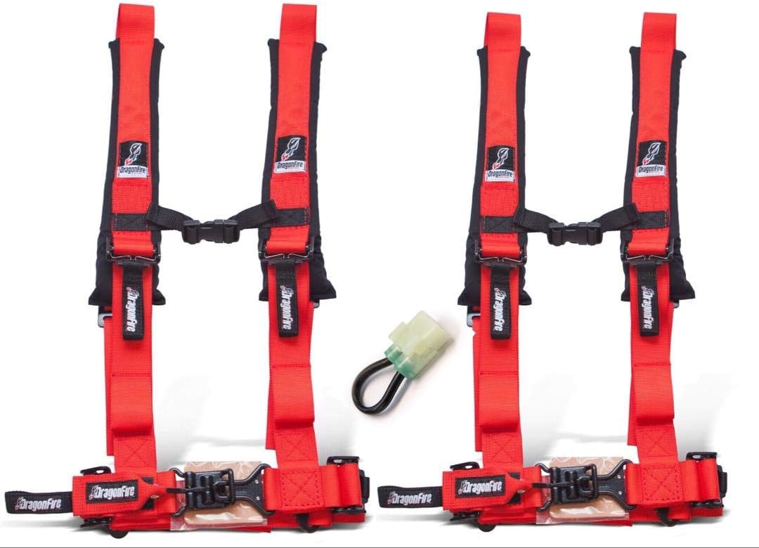 Set of 2 Dragonfire Racing 4-Point Harness 2" Harness W override bypass connector For 2019 + Honda Talon With Harness Override Plug(Must Have or
