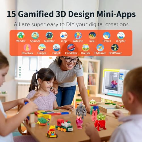 X-Maker 3D Printer for Kids and Beginners, Fully Assembled High-Speed 3D Printer with 8 PLA Filament Set, Leveling-Free Bed, Wi-Fi Printing